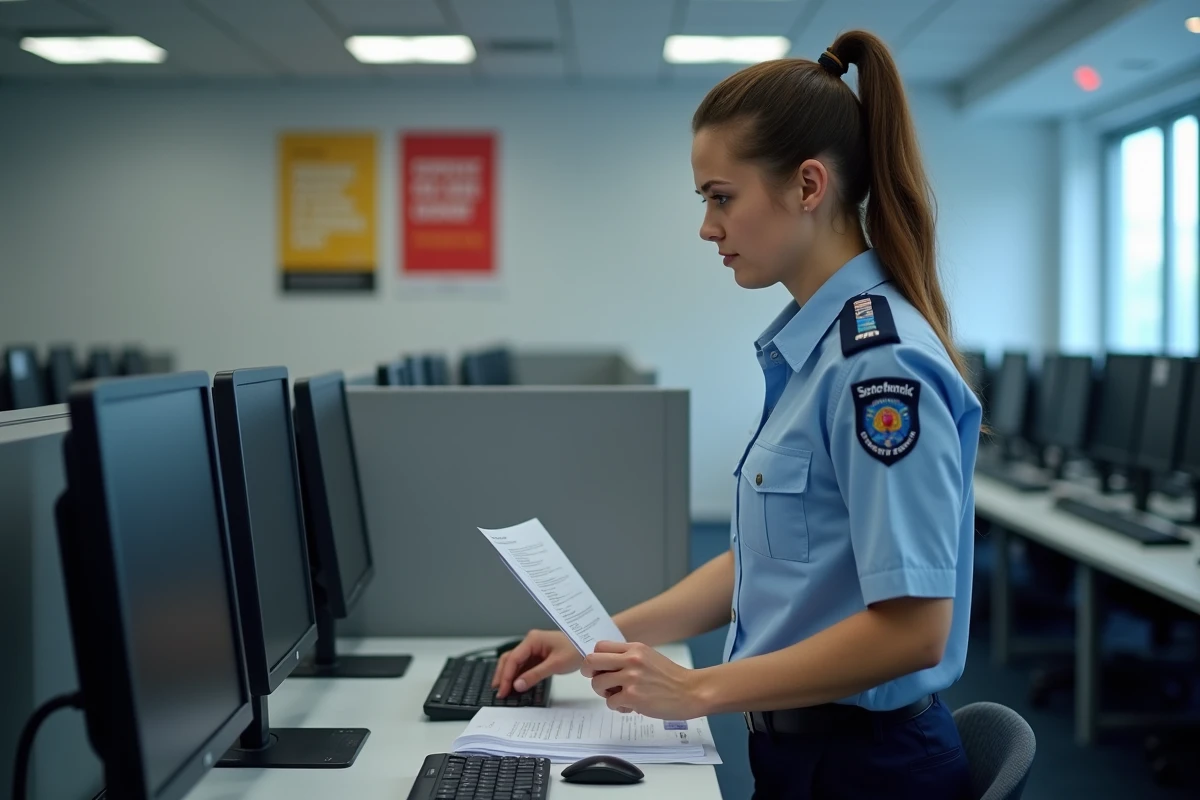 Agente administrative en formation consultant un guide pour résoudre un problème d'accès à la plateforme Ecampus